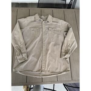 Levis Two Horse Men's XL Long Sleeve Work Shirt Canvas Elbow Patch Button